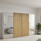 Wiemann Tulsa White Extra Large 4 Door Sliding Wardrobe with Oak Decking and Mirror Doors - Width 400cm