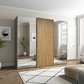 Wiemann Tulsa Sliding Door Wardrobe with Mirror Doors and Oak Decking