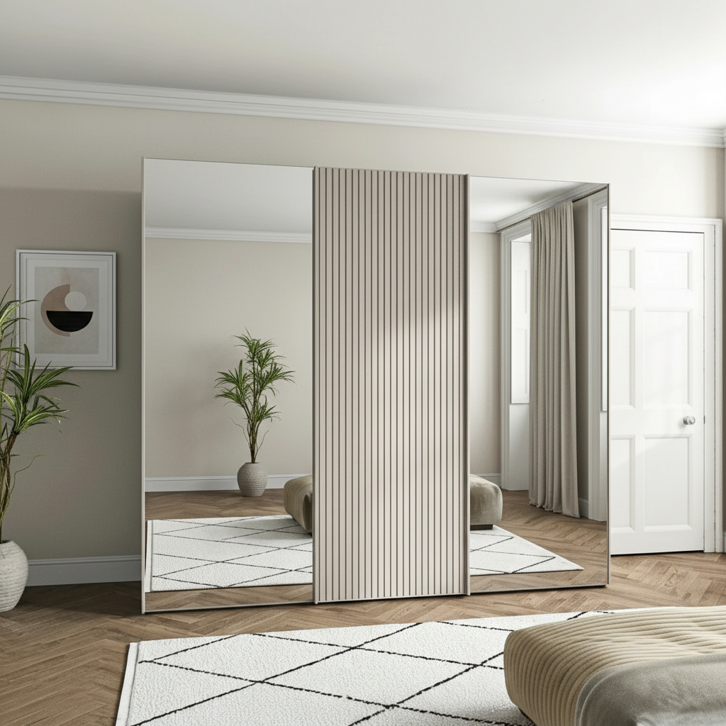 Wiemann Tulsa Large 3 Door Sliding Wardrobe with Mirror and Decking