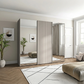 Wiemann Tulsa 250cm 3 Door Siding wardrobe with Mirror and Decking front in Pebble Grey