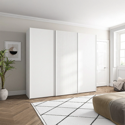 Wiemann Tulsa White 3 Door Sliding Wardrobe with Decking on the Middle Door 