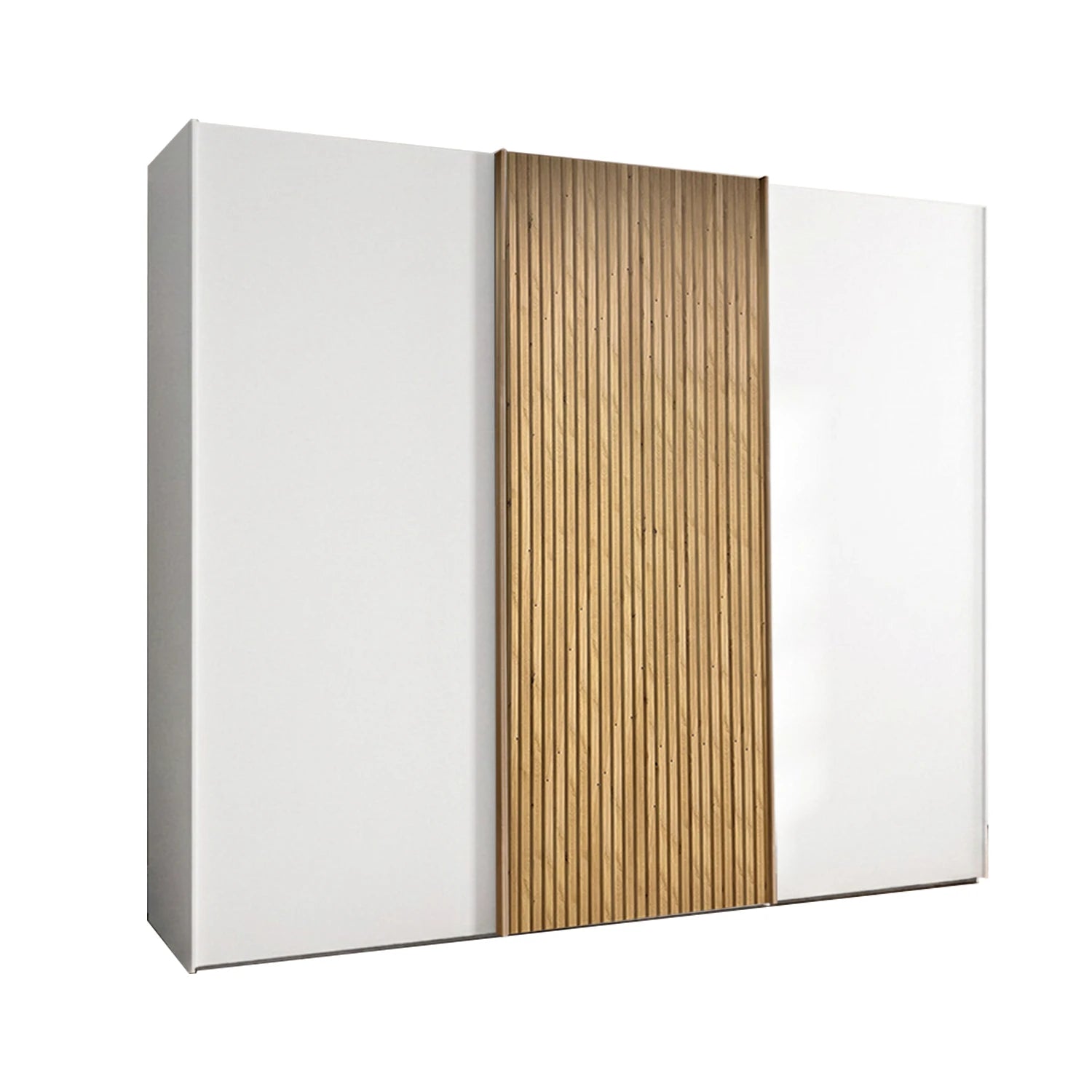 Wiemann Tulsa White 3 Door Sliding Wardrobe with Oak Decking on the Middle Door Width 250cm