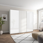 Wiemann Tulsa White Glass 3 Door Sliding Wardrobe with Decking on Middle  Door - Width 250cm