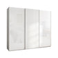 Wiemann Tulsa White Glass 3 Door Sliding Wardrobe with Decking on Middle  Door - Width 300cm