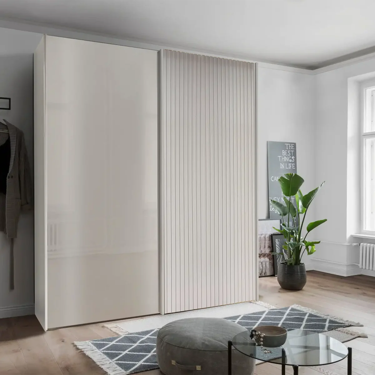 Tulsa Champagne Glass Double Sliding Wardrobe 