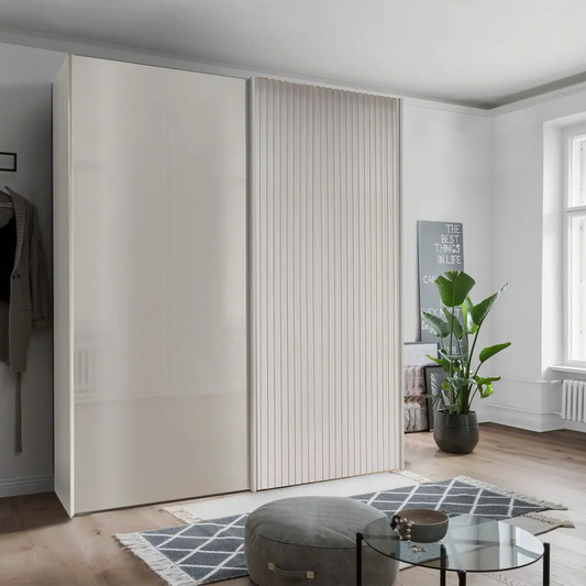 Tulsa Champagne Glass Double Sliding Wardrobe 
