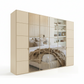 Zenith 300cm Champagne Glass 6 Door Wardrobe with Mirror