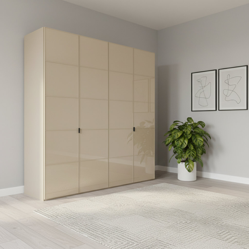 Zenith 200cm Champagne Glass 4 Door Wardrobe with Mirror