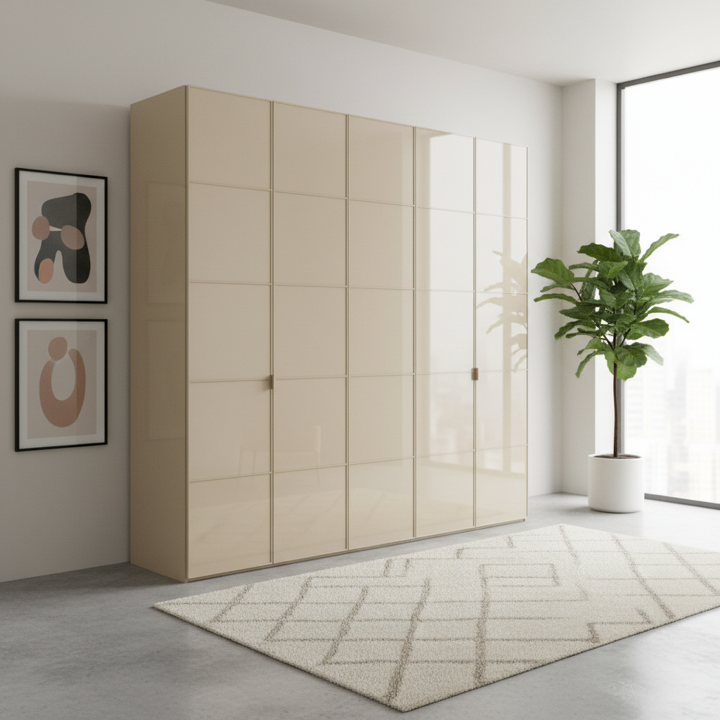 Wiemann Quito 250cm Hinged Door Large Wardrobe in Champagne Glass 