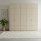 Zenith 250cm Champagne Glass 5 Door Wardrobe with Mirror
