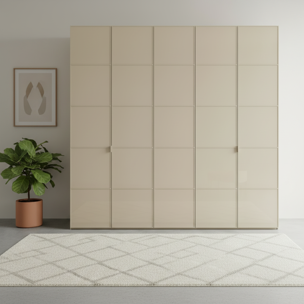 Zenith 250cm Champagne Glass 5 Door Wardrobe with Mirror