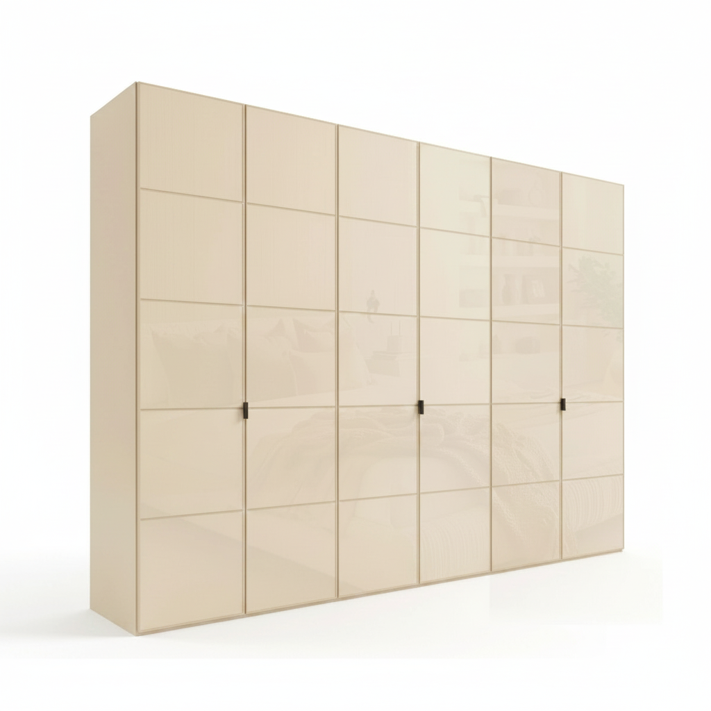 Zenith 300cm Champagne Glass 6 Door Wardrobe with Mirror