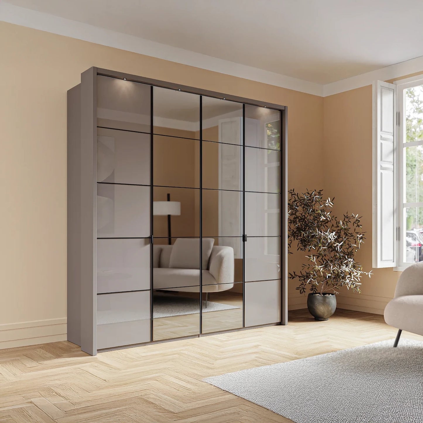 Zenith Havana Glass 4 Door Wardrobe 200cm