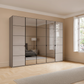 Zenith 250cm Havana Glass 5 Door Wardrobe - W250cm