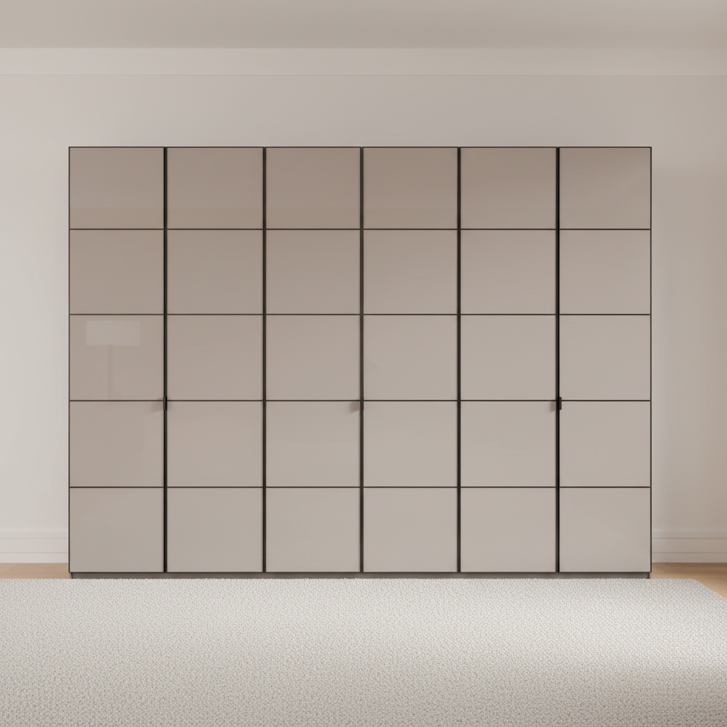 Zenith Havana glass wardrobe 300cm, 350cm & 400cm options.  Premium Wiemann design with FREE delivery & assembly.