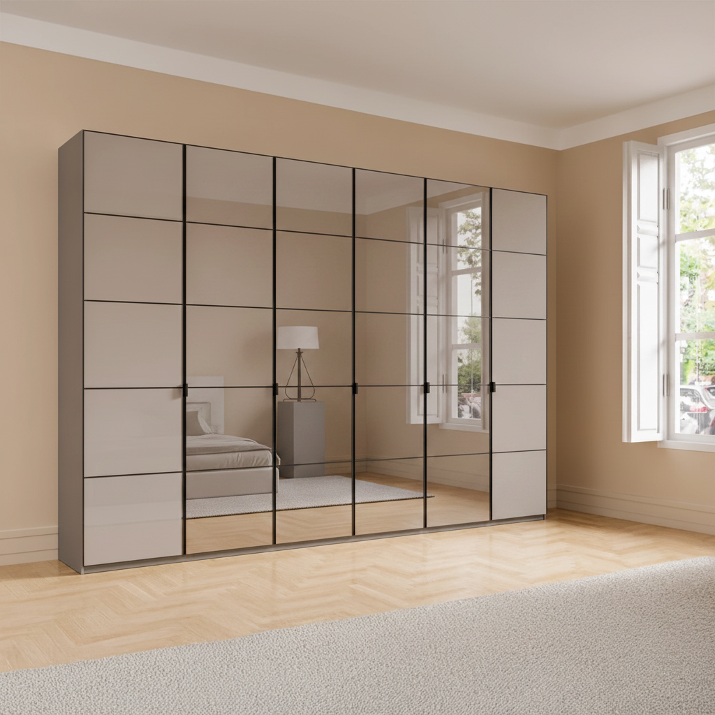 Wiemann Quito Zenith Large 6 Door  wardrobe with mirror and glass doors -Width 300cm