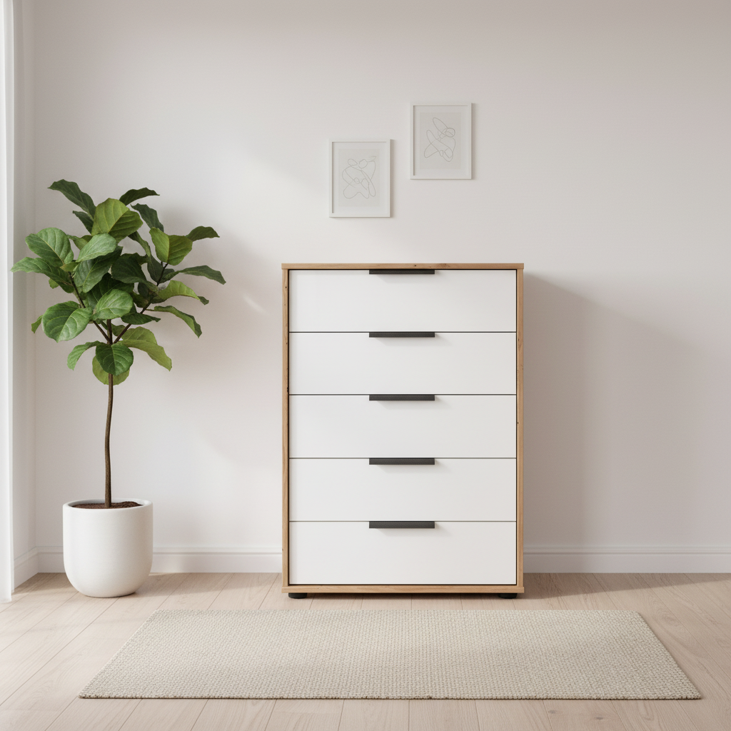 Contemporary German-made Wiemann Saka 5 drawer chest