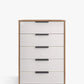 Wiemann Saka 5 Drawer Glass Chest in White Oak Front view