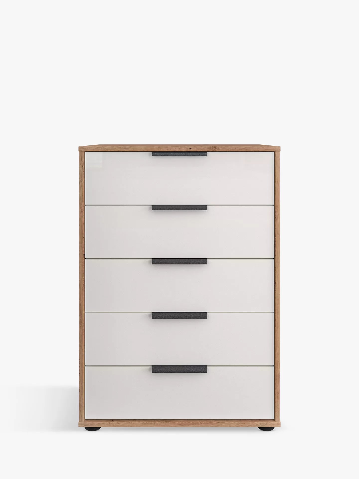 Wiemann Saka 5 Drawer Glass Chest in White Oak Front view