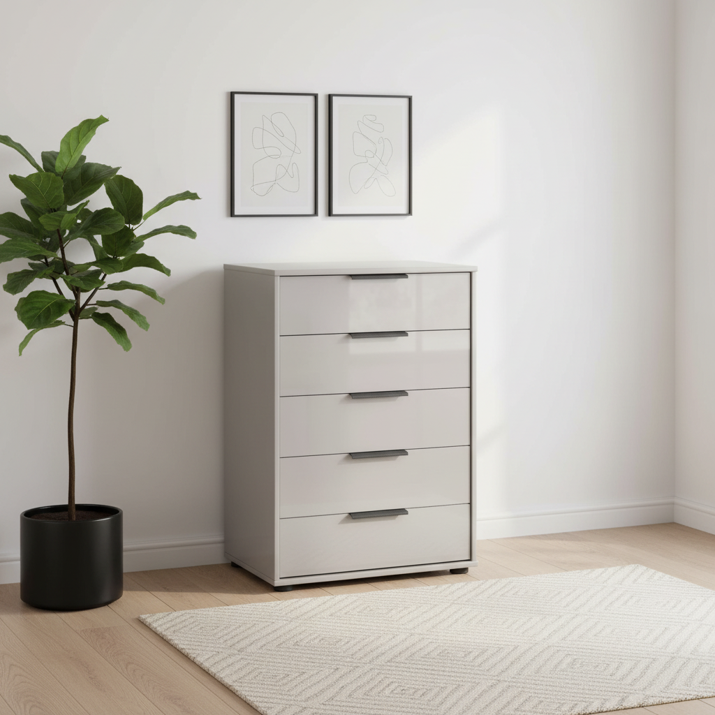 Pebble Grey Wiemann Saka 5 drawer chest