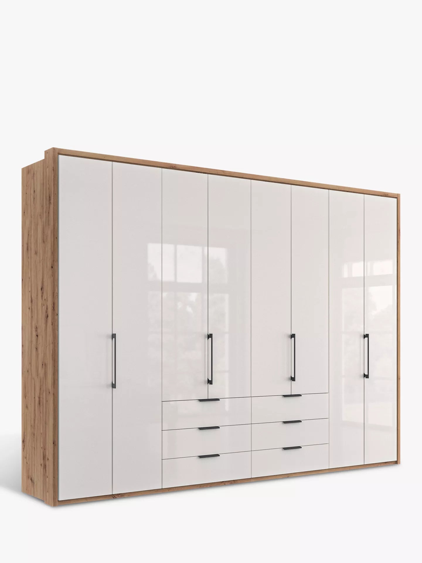 Wiemann Saka 300cm wardrobe with spacious compartments and glass drawer storage