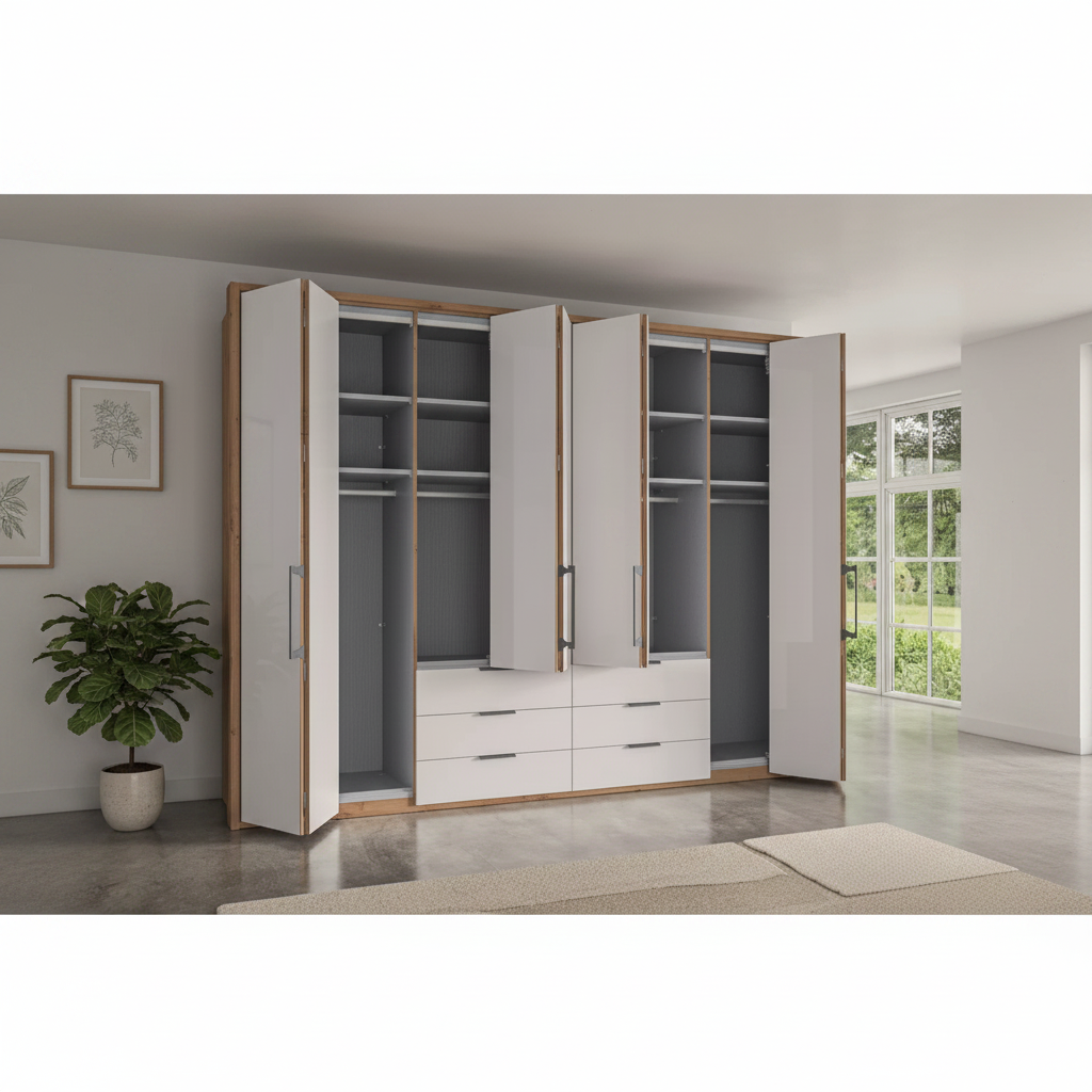 German-made Wiemann wardrobe with adjustable shelving and hanging rails