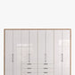 Wiemann Saka 300cm Bi-Fold Wardrobe With 8 Glass Doors & 6 Glass Drawers