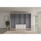 Contemporary Saka wardrobe with glass bi-fold doors and drawers