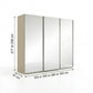 Wiemann Full Mirror IPhoenix conic Champagne Carcase 3 Door Sliding Wardrobe - Dimensions