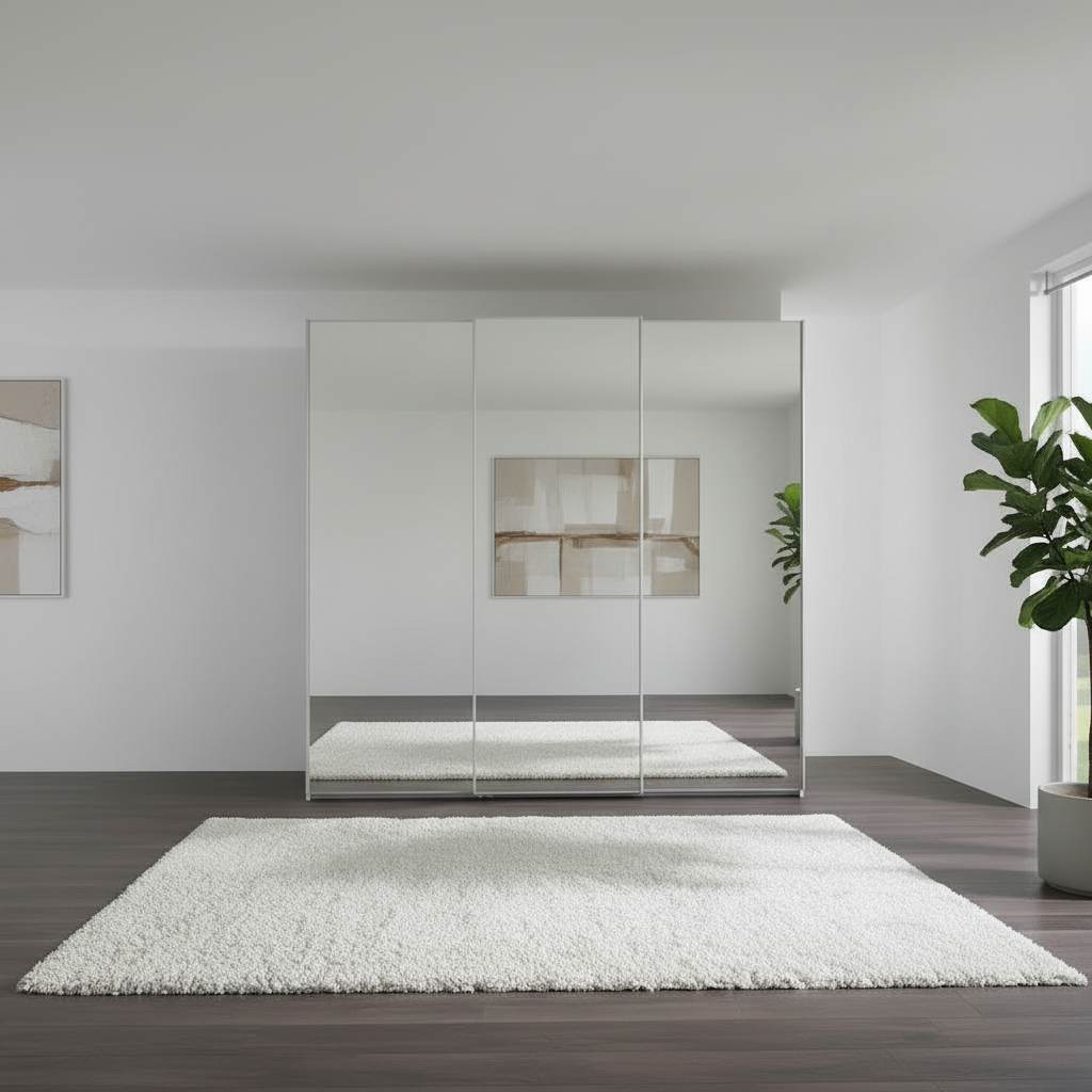 Wiemann Full Mirror Phoenix Iconic White Carcase 3 Door Sliding Wardrobe - Front view