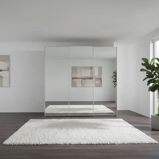 Wiemann Full Mirror Phoenix Iconic White Carcase 3 Door Sliding Wardrobe - Front view