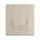 Wiemann Loft 4 Doors & 3 Drawers With Bi-Fold Doors Wardrobe in Glass Champagne