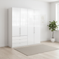 Wiemann Loft 4 Doors & 3 Drawers Hinged Wardrobe in Glass White