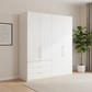 Wiemann Loft 4 Doors & 3 Drawers Hinged Wardrobe in White styled in a modern room