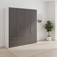 Wiemann Loft 4 Doors & 3 Drawers With Bi-Fold Doors Wardrobe in Havana with White Carcase