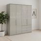 Wiemann Loft 4 Doors & 3 Drawers With Bi-Fold Doors Wardrobe in Glass Pebble Grey styled in a modern room