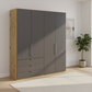 Wiemann Loft 4 Doors & 3 Drawers With Bi-Fold Doors Wardrobe in Havana with Bianco Oak Carcase