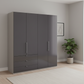 Wiemann Loft 4 Doors & 3 Drawers With Bi-Fold Doors Wardrobe in Havana with Pebble Grey Carcase