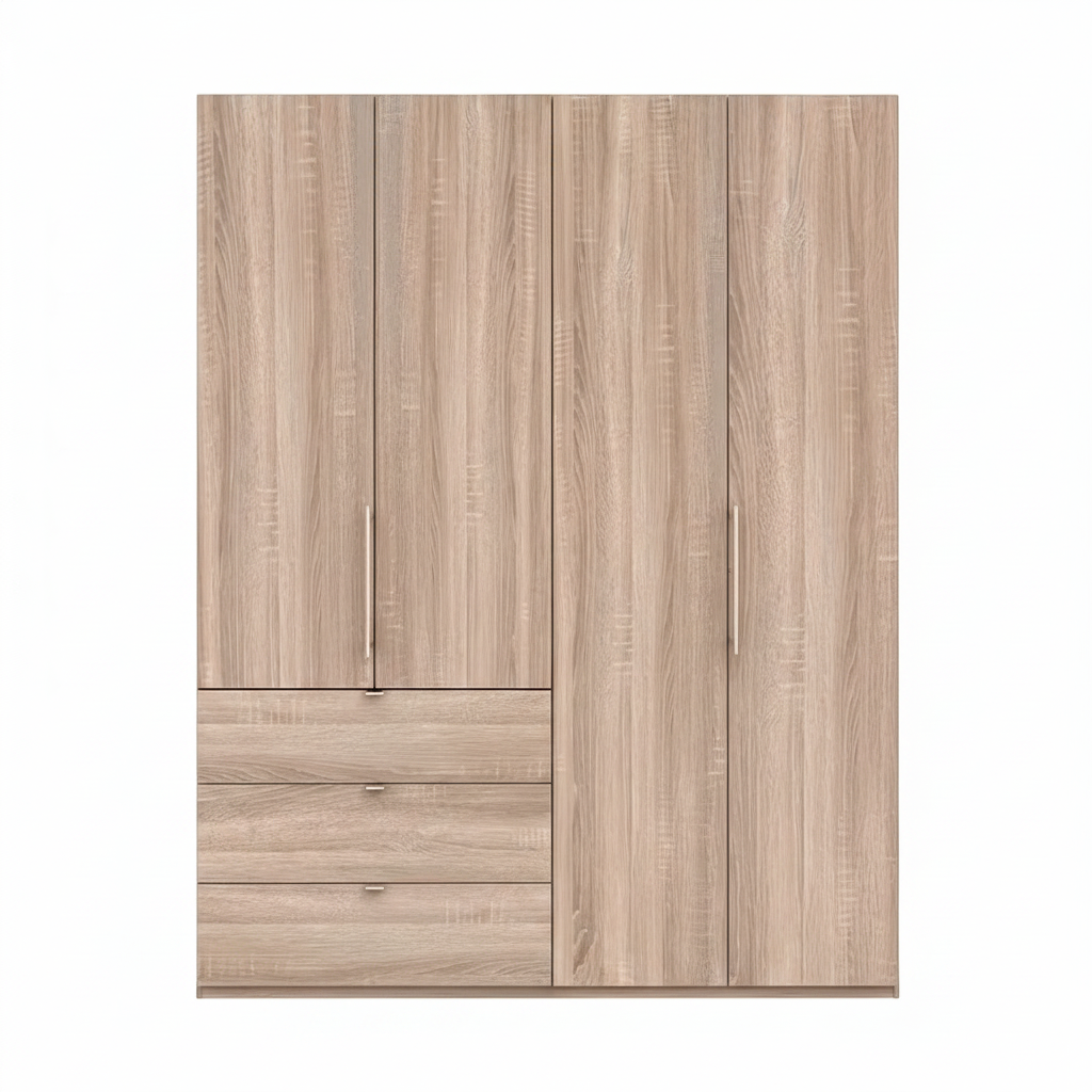 Wiemann Loft 4 Doors & 3 Drawers With Bi-Fold Doors Wardrobe in Rustic Oak