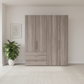 Wiemann Loft 4 Doors & 3 Drawers With Bi-Fold Doors Wardrobe in Dark Rustic Oak Front view