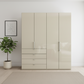 Wiemann Loft 4 Doors & 4 Drawers With Bi-Fold Doors Wardrobe in Glass Champagne front view