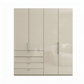 Wiemann Loft 4 Doors & 4 Drawers With Bi-Fold Doors Wardrobe in Glass Champagne