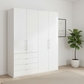 Wiemann Loft 4 Doors & 4 Drawers Hinged Wardrobe in Glass White