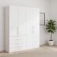 Wiemann Loft 4 Doors & 4 Drawers Hinged Wardrobe in White styled in a modern room