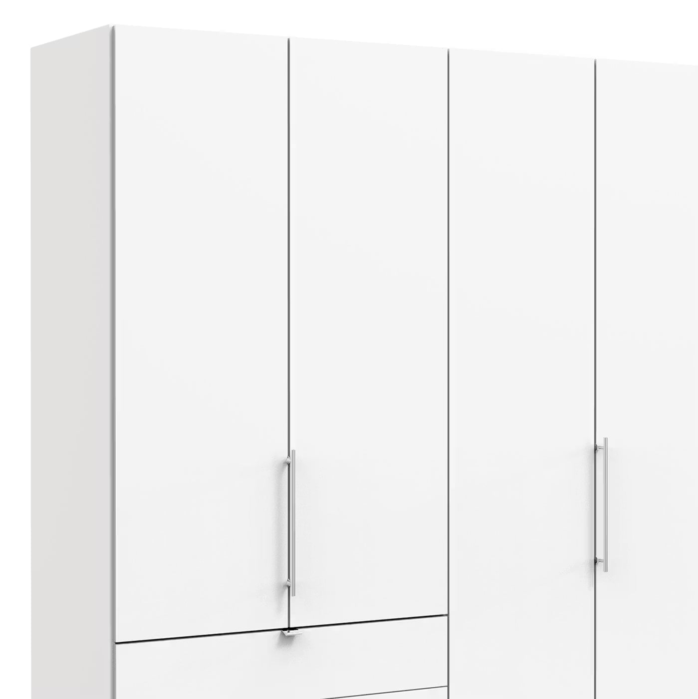 Wiemann Loft 4 Doors & 4 Drawers Hinged Wardrobe in White Closeup view