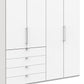 Wiemann Loft 4 Doors & 4 Drawers Hinged Wardrobe in White drawer closeup view
