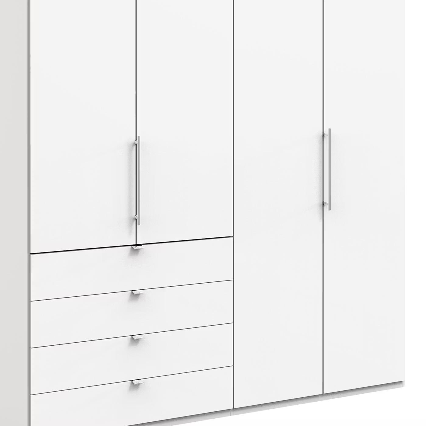 Wiemann Loft 4 Doors & 4 Drawers Hinged Wardrobe in White drawer closeup view