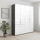 Wiemann Loft 4 Doors & 4 Drawers Hinged Wardrobe in White with Havana Carcase styled in a modern bedroom