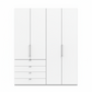 Wiemann Loft 4 Doors & 4 Drawers Hinged Wardrobe in White in full white background