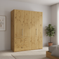 Wiemann Loft 4 Doors & 3 Drawers With Bi-Fold Doors Wardrobe in Bianco Oak side view